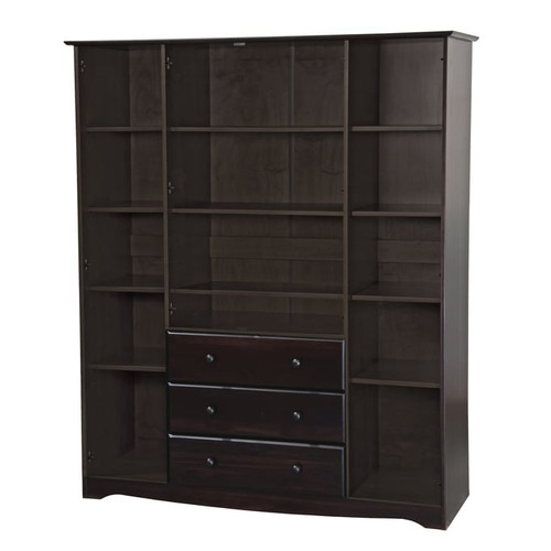 Palace Imports Family Java Wardrobe With Metal Knobs With 8 Small And 3 Large Shelf Wardrobe