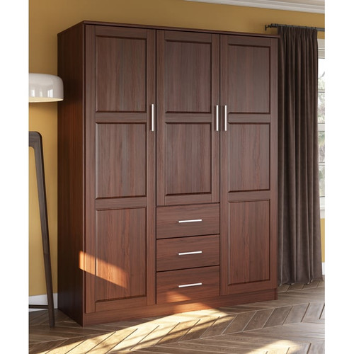 Palace Imports Cosmo Mocha 3 Raised Panel Door Wardrobe With 6 Shelves