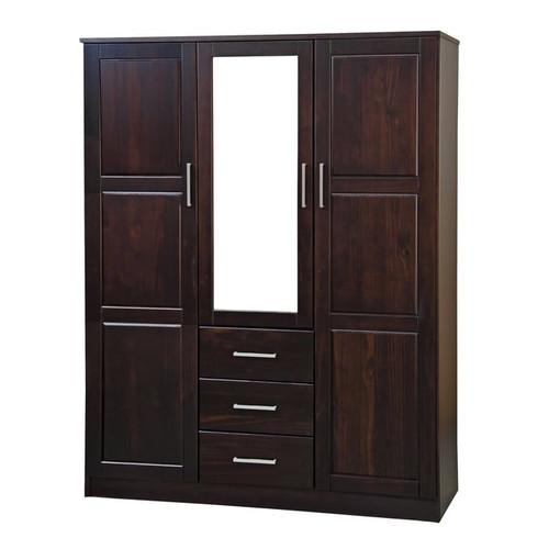 Palace Imports Cosmo Java 4 Shelf Wardrobe with Mirrored Door