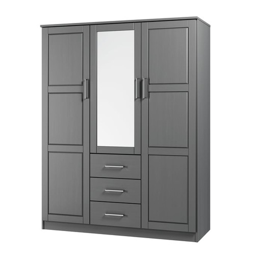 Palace Imports Cosmo Gray 10 Shelf Wardrobe with Mirrored Door