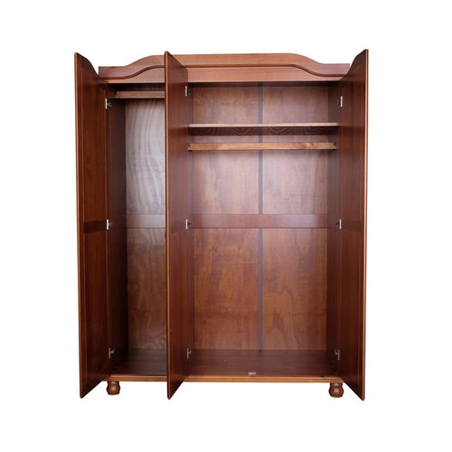 Palace Imports Kyle Mocha 3 Door Wardrobe With Mirrored Door With 4 Small Shelf