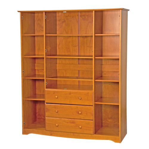 Palace Imports Family Honey Pine 8 Small and 3 Large Shelf Wardrobe