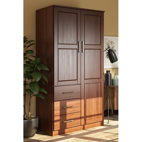 Palace Imports Metro Mocha 2 Raised Panel Door Wardrobe With 6 Shelves