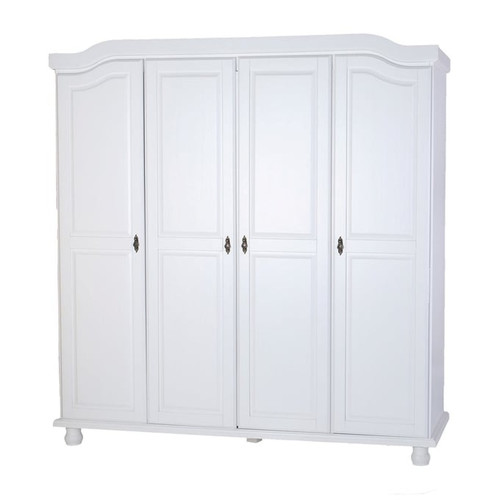 Palace Imports Kyle White 4 Door Wardrobe with 8 Small and 3 Large Shelf