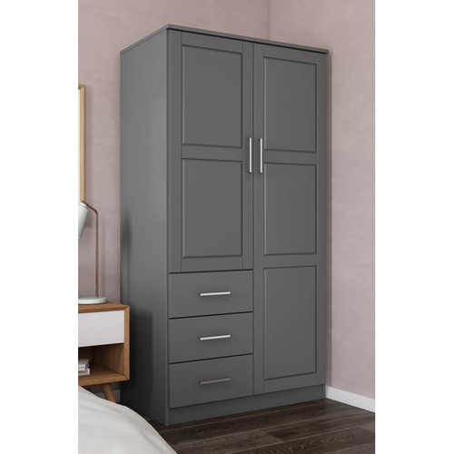 Palace Imports Metro Gray 2 Raised Panel Door Wardrobe With 4 Shelves