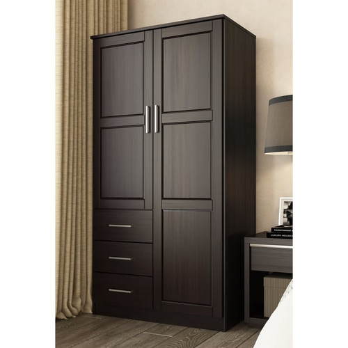 Palace Imports Metro Java 2 Raised Panel Door Wardrobe With 4 Shelves