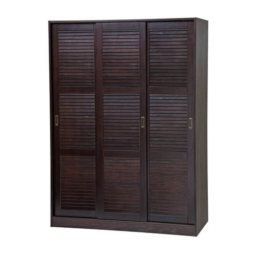 Palace Imports Java 3 Sliding Door Wardrobe with 6 Shelves