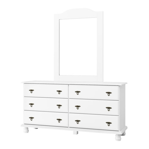 Palace Imports Kyle White 6 Drawer Double Dresser And Mirror