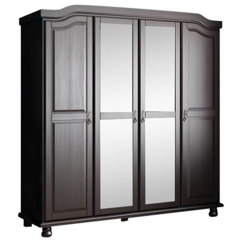 Palace Imports Kyle Java 4 Door Wardrobe With Mirrored Door With 4 Small And 1 Large Shelf