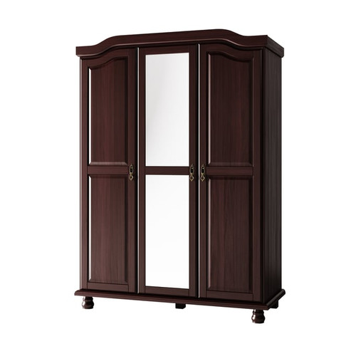 Palace Imports Kyle Java 3 Door Wardrobe With Mirrored Door With 4 Small Shelf