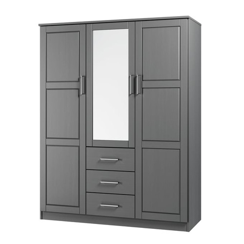 Palace Imports Cosmo Gray 4 Shelf Wardrobe with Mirrored Door