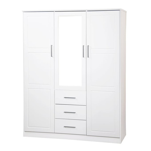 Palace Imports Cosmo White 6 Shelf Wardrobe with Mirrored Door