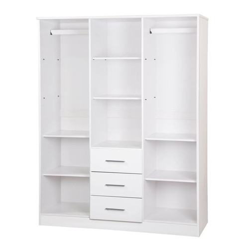 Palace Imports Cosmo White 6 Shelf Wardrobe with Mirrored Door