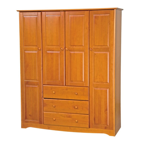 Palace Imports Family Honey Pine 8 Small Shelves Wardrobe