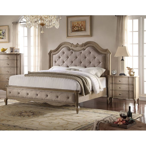 Acme Furniture Chelmsford Beige Antique Taupe 2pc Bedroom Set With Queen Bed