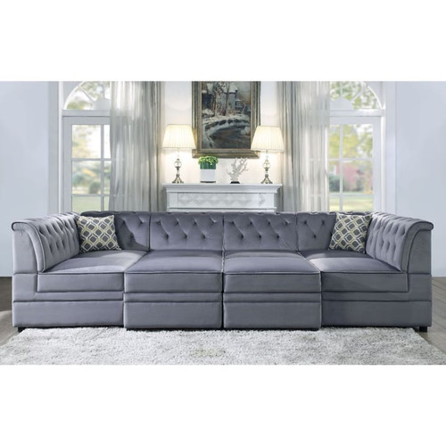 Acme Furniture Bois II Gray 8pc Sectional with Ottoman