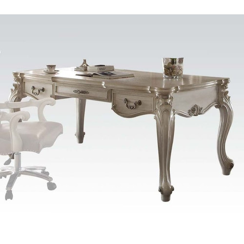 Acme Furniture Versailles Vintage Gray Bone White Executive Desk And Chair Set
