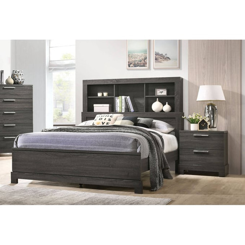 Acme Furniture Lantha Gray Oak 2pc Bedroom Set with King Storage Bed