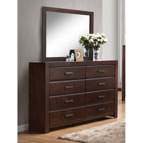 Acme Furniture Oberreit Walnut Dresser and Mirror