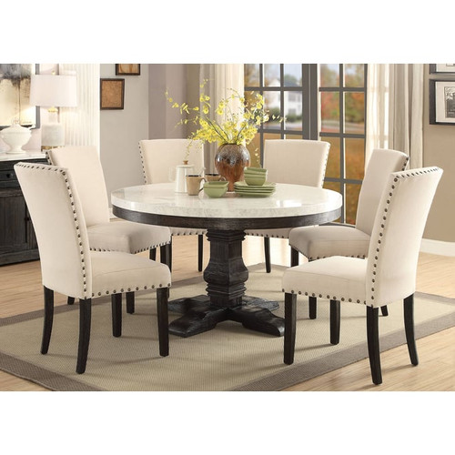 Acme Furniture Nolan White Salvage Dark Oak 7pc Dining Room Set