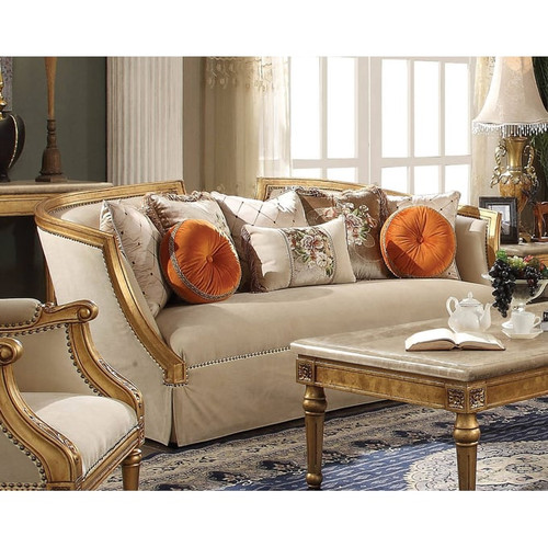 Acme Furniture Daesha Tan Antique Gold 3pc Living Room Set