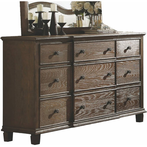 Acme Furniture Baudouin Weathered Oak Dresser and Mirror