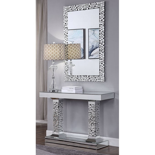 Acme Furniture Kachina Mirrored Gems Console Table and Mirror