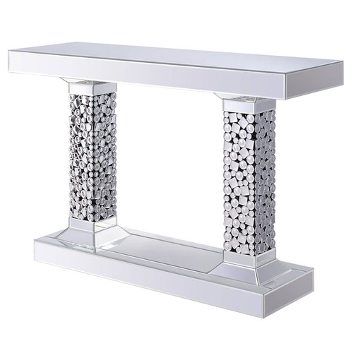 Acme Furniture Kachina Mirrored Gems Console Table and Mirror