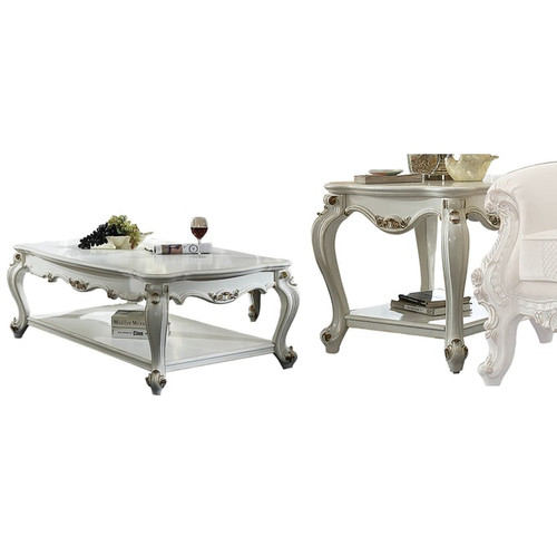 Acme Furniture Picardy II Antique Pearl 3pc Coffee Table Set