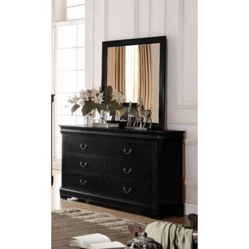 Acme Furniture Louis Philippe Black Dresser and Mirror