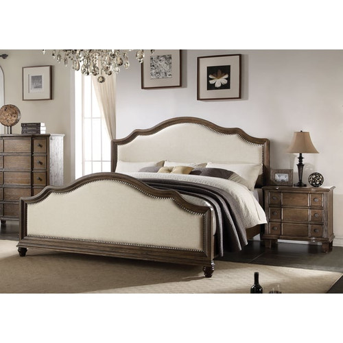 Acme Furniture Baudouin Beige Weathered Oak 2pc Bedroom Set with Queen Bed