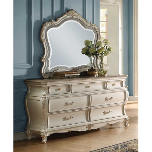 Acme Furniture Chantelle Pearl White Dresser and Mirror