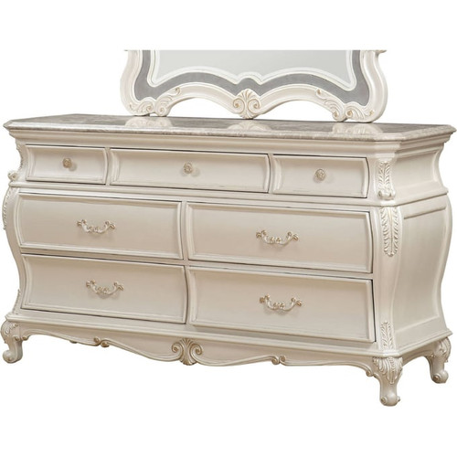 Acme Furniture Chantelle Pearl White Dresser and Mirror