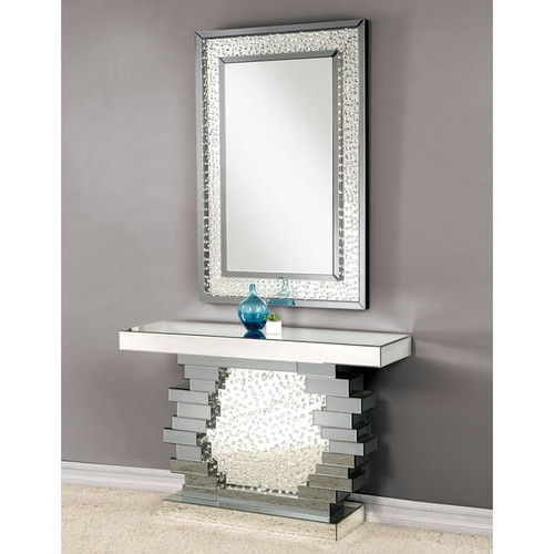 Acme Furniture Nysa Mirrored Console Table and Mirror