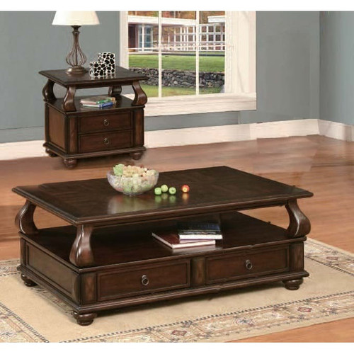 Acme Furniture Amado Walnut 3pc Rectangle Coffee Table Set