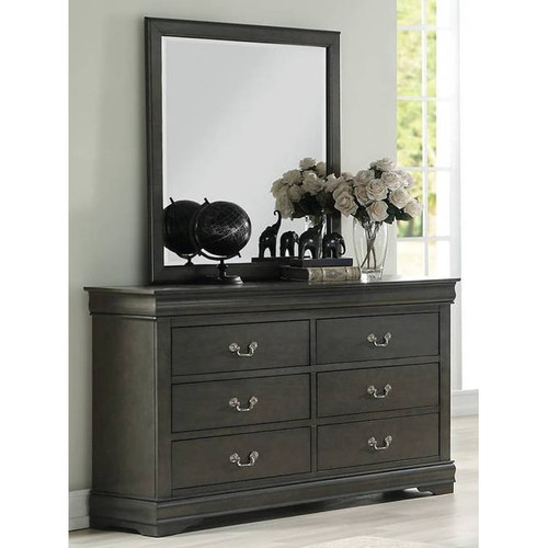 Acme Furniture Louis Philippe Dark Gray Dresser and Mirror