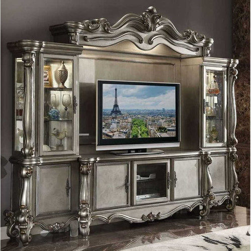 Acme Furniture Versailles Antique Platinum Entertainment Center with TV Stand