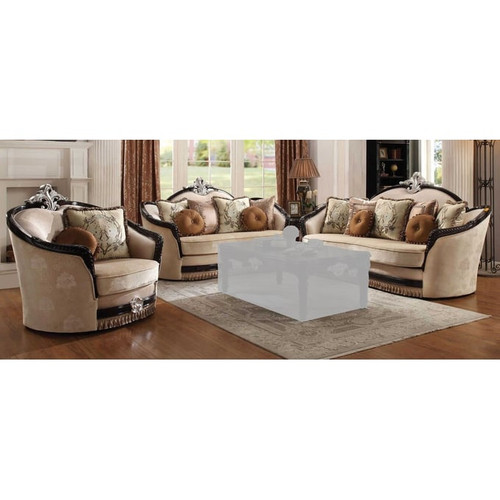 Acme Furniture Ernestine Tan Black 3pc Living Room Set