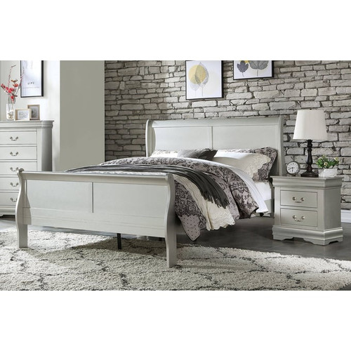Acme Furniture Louis Philippe Platinum 2pc Bedroom Set with King Bed