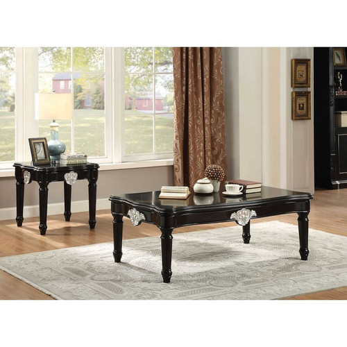 Acme Furniture Ernestine Black Rectangle 3pc Coffee Table Set