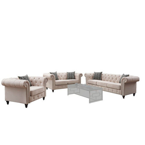 Acme Furniture Aurelia Beige 3pc Living Room Set