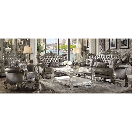 Acme Furniture Versailles Silver Antique Platinum 3pc Living Room Set