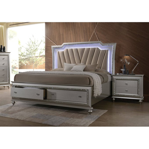 Acme Furniture Kaitlyn Champagne 2pc Bedroom Set with Queen Storage Bed