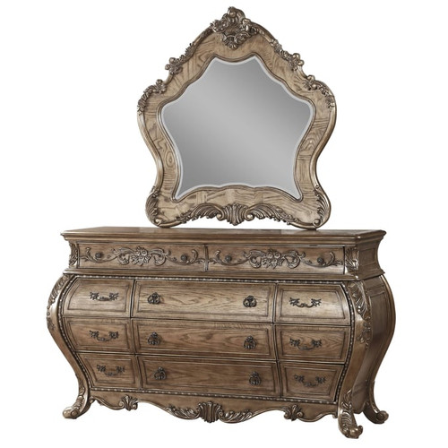 Acme Furniture Ragenardus Vintage Oak Dresser And Mirror