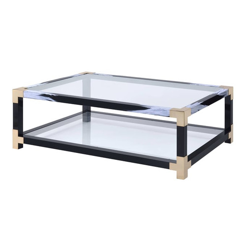 Acme Furniture Lafty Clear White Brushed 3pc Coffee Table Set