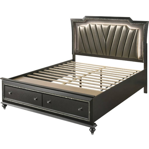 Acme Furniture Kaitlyn Metallic Gray 2pc Bedroom Set with King Storage Bed