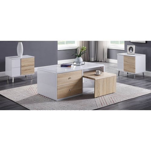 Acme Furniture Verux White High Gloss 3pc Coffee Table Set