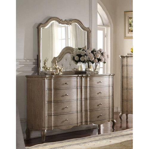 Acme Furniture Chelmsford Antique Taupe Dresser and Mirror