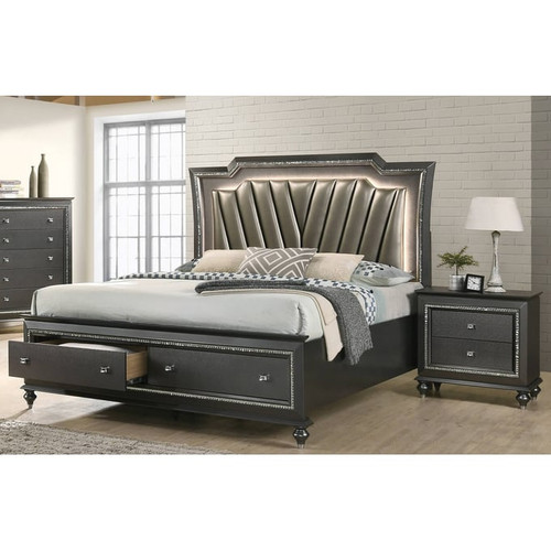 Acme Furniture Kaitlyn Metallic Gray 2pc Bedroom Set with Queen Storage Bed