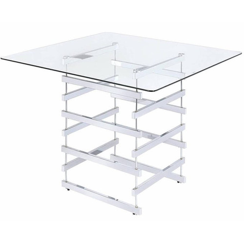 Acme Furniture Nadie Chrome Clear 3pc Counter Height Set